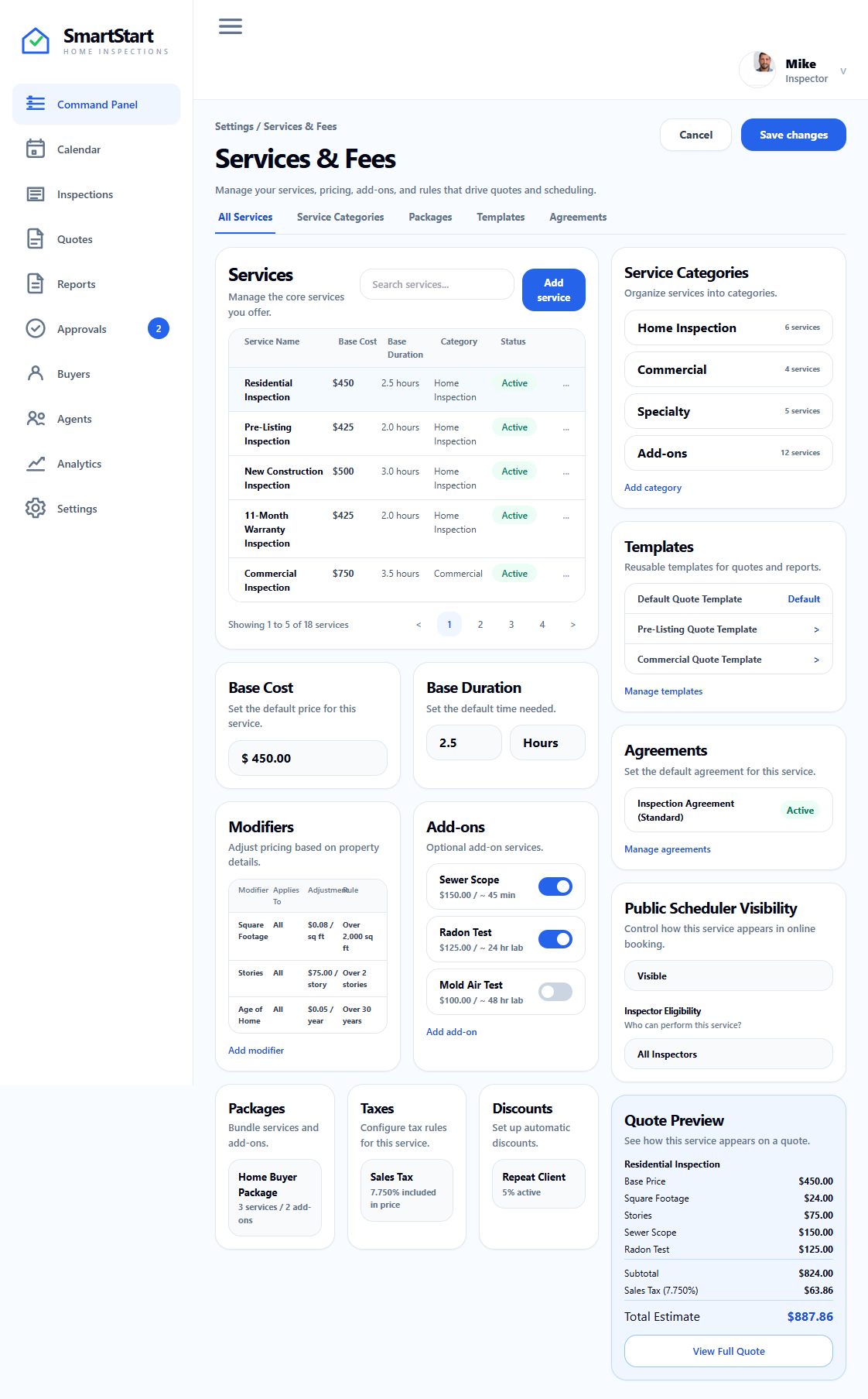 Services & Fees preview